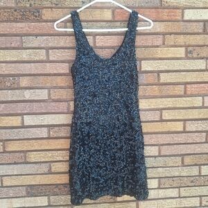 Amber Blue Medium Black Sequin Mini Dress